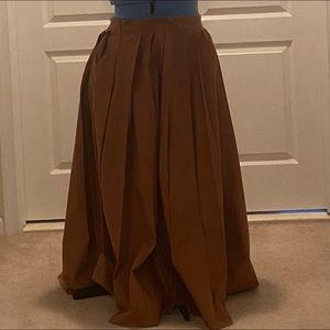 Faux leather pleated skirt tan